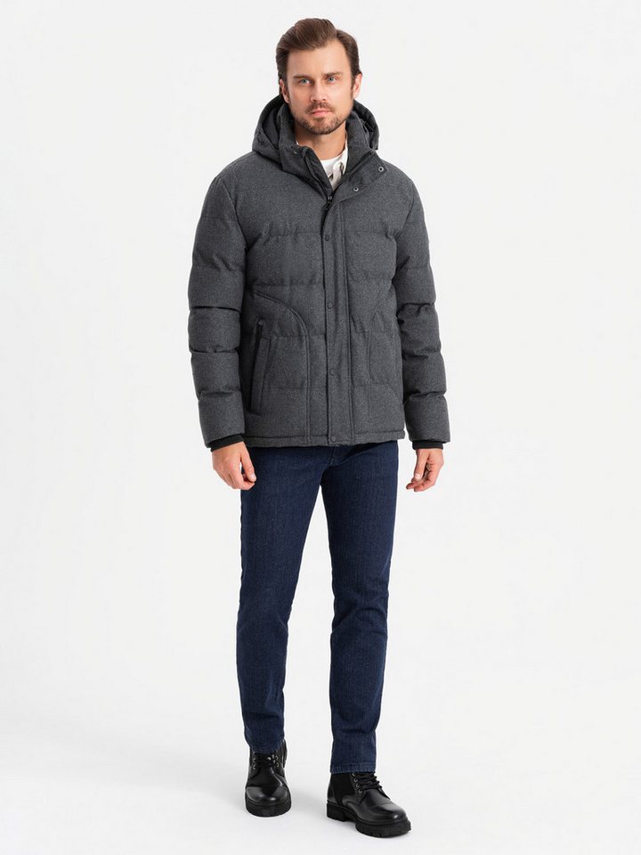 OMBRE Winterjacke Herren-Freizeit-Pufferjacke mit Wolle – Bild 3 von 5