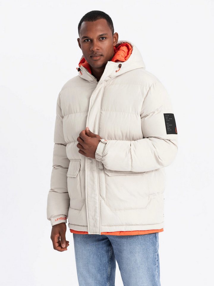 OMBRE Winterjacke Sportliche, warme Herrenjacke mit doppelter Kapuze – Bild 2 von 5