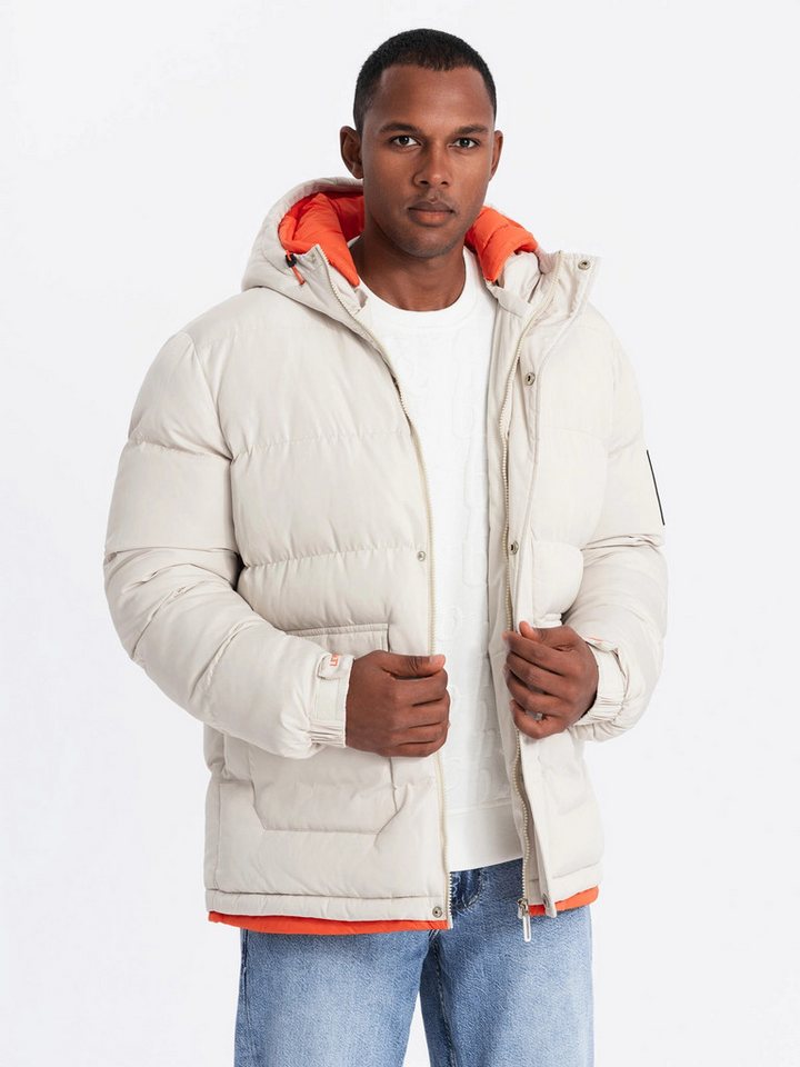 OMBRE Winterjacke Sportliche, warme Herrenjacke mit doppelter Kapuze – Bild 3 von 5