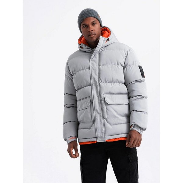 OMBRE Winterjacke Sportliche, warme Herrenjacke mit doppelter Kapuze
