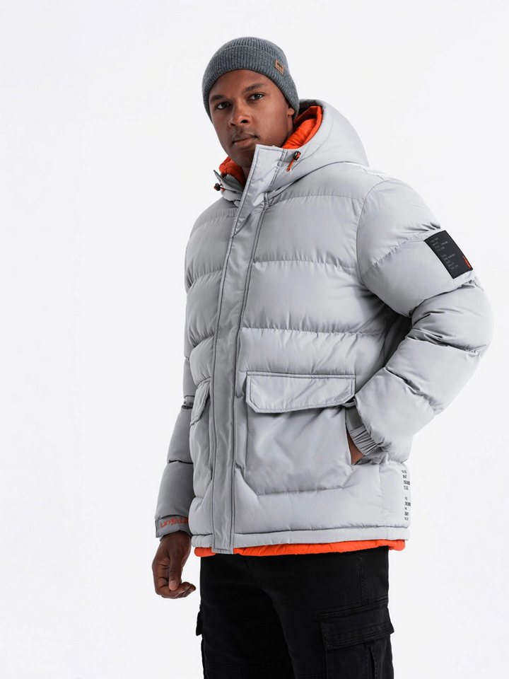 OMBRE Winterjacke Sportliche, warme Herrenjacke mit doppelter Kapuze – Bild 3 von 5