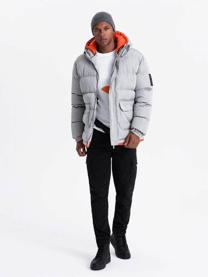 OMBRE Winterjacke Sportliche, warme Herrenjacke mit doppelter Kapuze – Bild 4 von 5