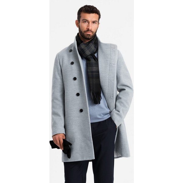 OMBRE Wintermantel Herrenmantel mit asymmetrischem Verschluss und hohem Kragen