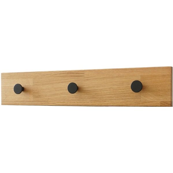 Omformo Garderobenleiste Tavla, platzsparende Hakenleiste Eiche Massivholz mit 3 Haken, Breite 45 cm