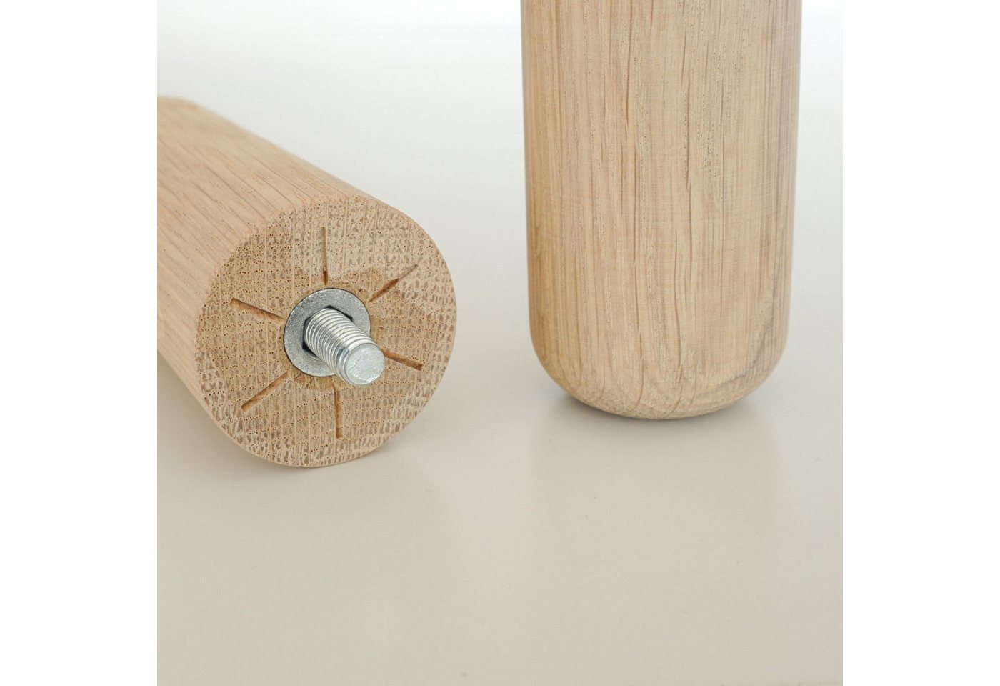 Omformo Möbelfuß Möbelfüße Rundo in Eiche Massivholz, (Set, 4-St., 4), für alle gängigen Möbelstücke und Sofas mit M8 Gewinde – Bild 3 von 4
