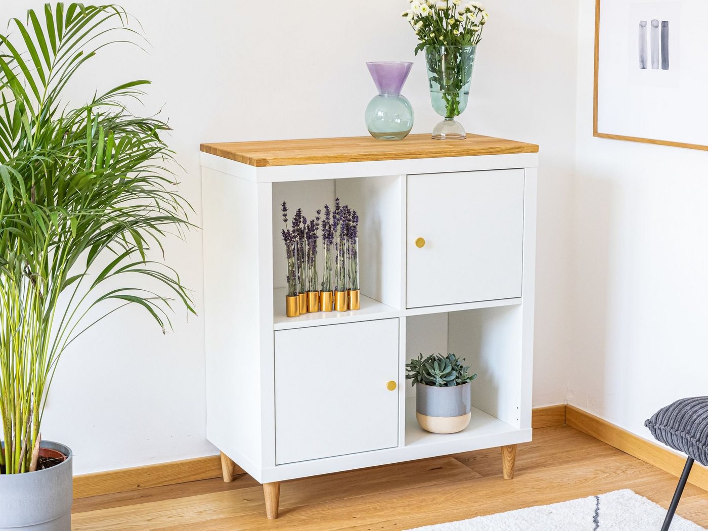 Omformo Möbelfuß Möbelfüße Upp in Eiche Massivholz, (Set, 4-St., 4), für alle gängigen Möbelstücke und Sofas mit M8 Gewinde – Bild 2 von 4
