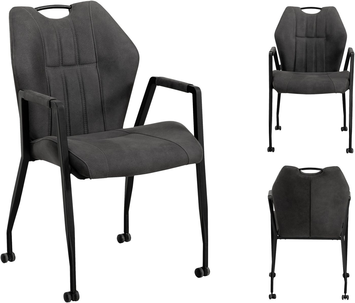 OMG Design Armlehnstuhl Point (Set, 2 St), Esszimmerstuhl mit Rollen, Bürostuhl – Bild 3 von 5