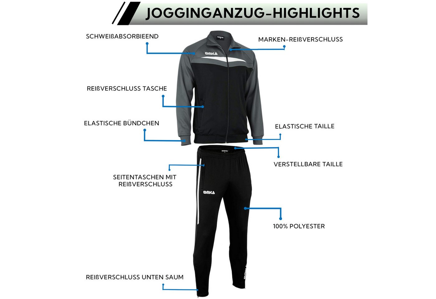 OMKA Trainingsanzug OK200K, OMKA Trainingsanzug Sportanzug Jogginganzug Freizeitanzug – Bild 5 von 5
