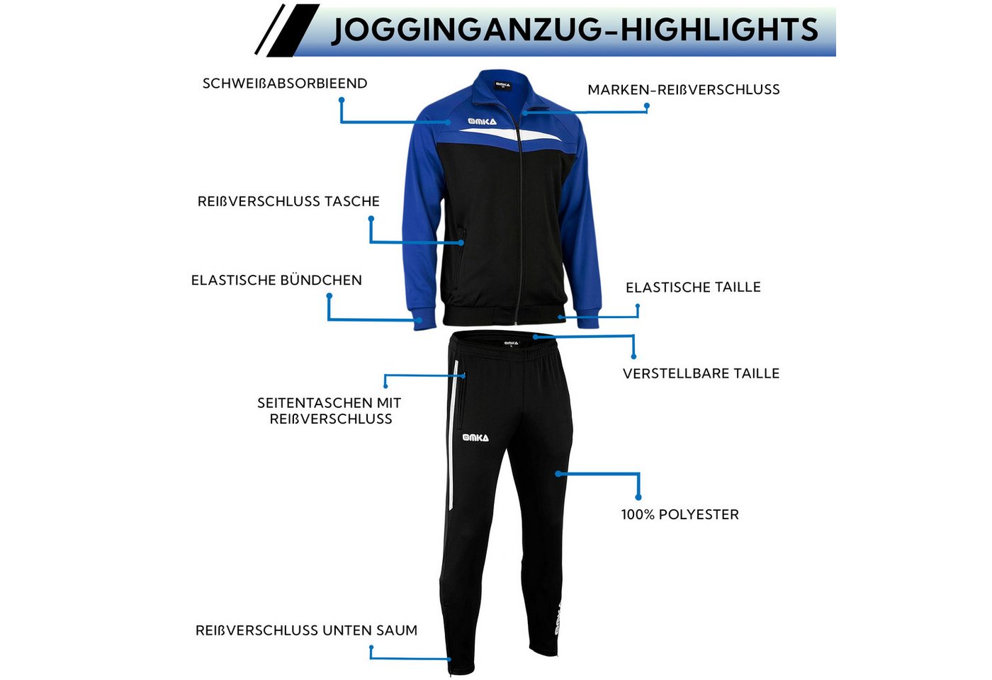 OMKA Trainingsanzug OK200K, OMKA Trainingsanzug Sportanzug Jogginganzug Freizeitanzug – Bild 5 von 5