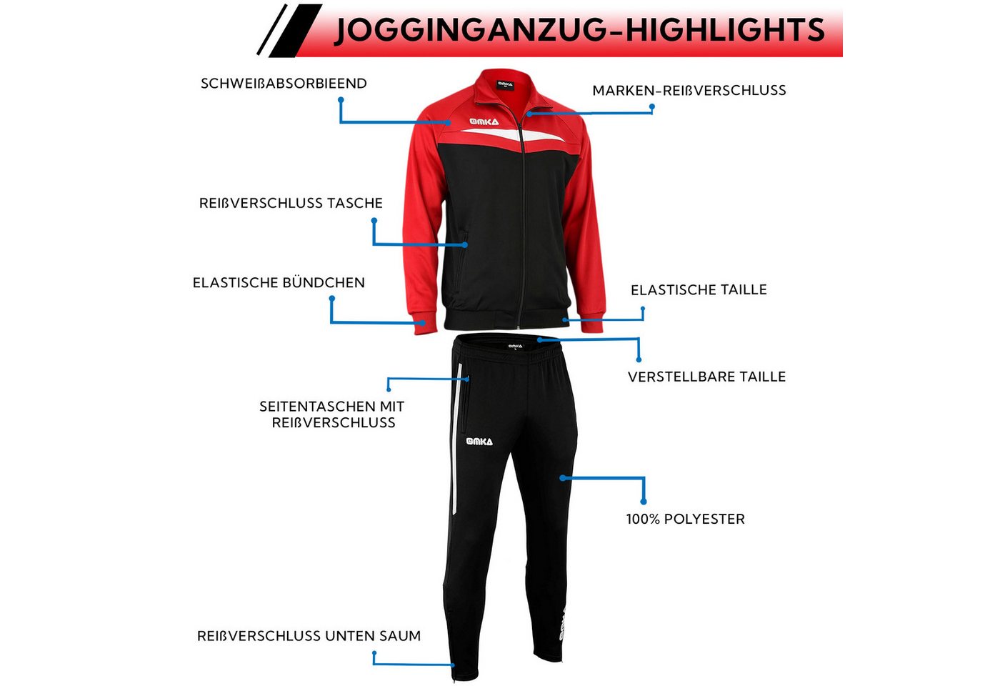 OMKA Trainingsanzug OK200K, OMKA Trainingsanzug Sportanzug Jogginganzug Freizeitanzug – Bild 5 von 5