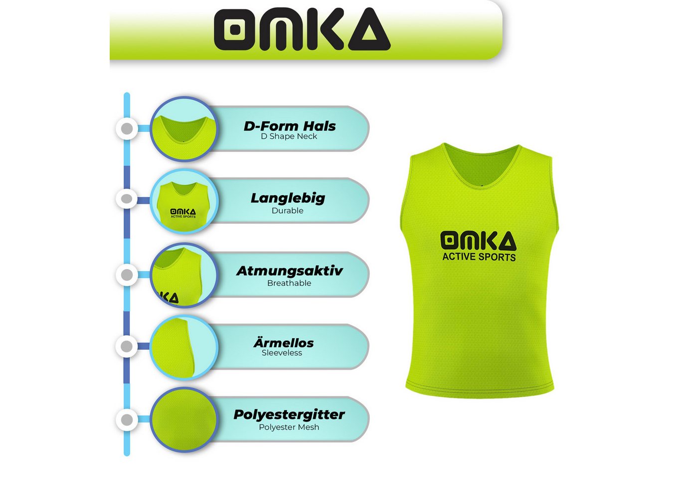 OMKA Trainingsleibchen OKLB01 6er Pack (Spar-Set, 6er-Pack) 6er Set OMKA Fußball Leibchen Trainingsleibchen – Bild 4 von 5