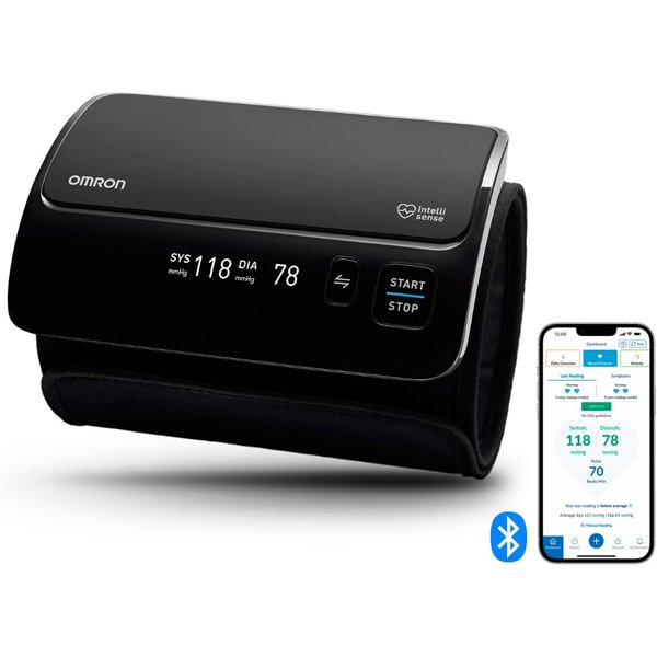 Omron Oberarm-Blutdruckmessgerät EVOLV, einfache & präzise Messung ohne Kabel und Schläuche, mit App, klinisch validiert für Schwangere, Intelli Wrap Manschette