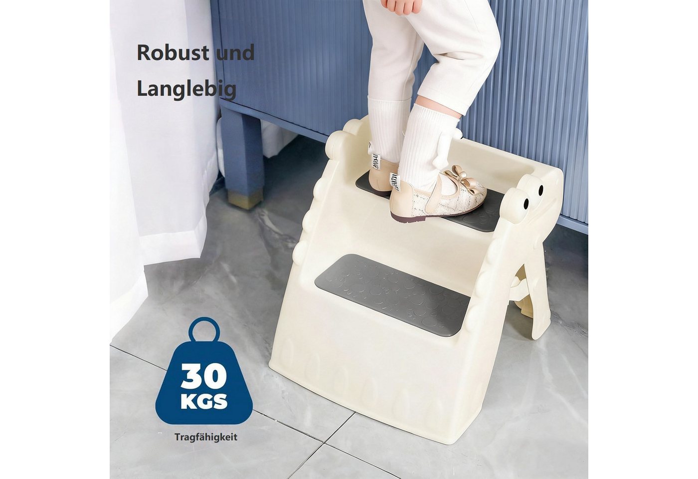 Onasti Tritthocker Kleinkind-Hocker, 2-stufiger faltbarer Tritthocker – Bild 2 von 5