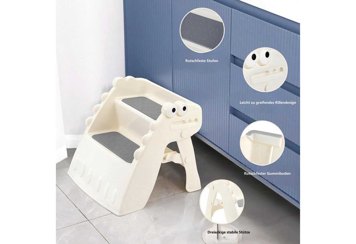 Onasti Tritthocker Kleinkind-Hocker, 2-stufiger faltbarer Tritthocker – Bild 5 von 5