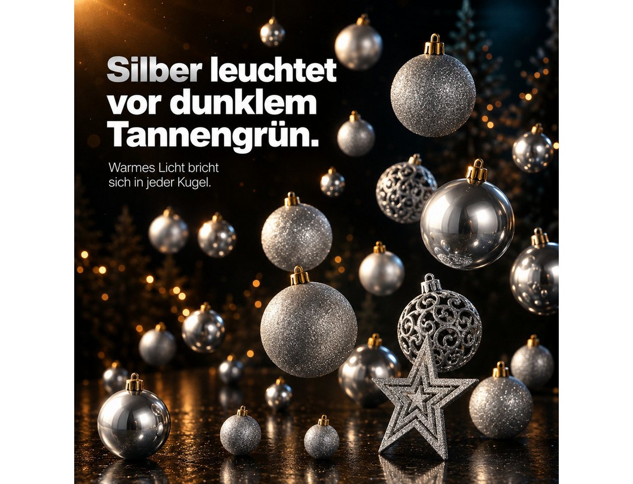 Onbest Weihnachtsbaumkugel Weihnachtskugeln 128-teiliges Set PLUS 5x Karten & 1x Baumspitze, in 3 Größen, 3 Designs, Weihnachtsschmuck Weihnachtsdeko – Bild 4 von 5