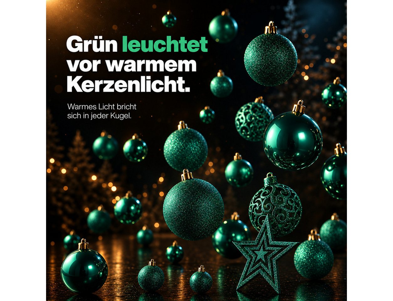 Onbest Weihnachtsbaumkugel Weihnachtskugeln 128-teiliges Set PLUS 5x Karten & 1x Baumspitze, in 3 Größen, 3 Designs, Weihnachtsschmuck Weihnachtsdeko – Bild 4 von 5
