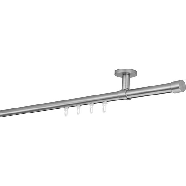 ondeco Gardinenstange Profil Deckenabstand 4cm Kappe, Ø 20 mm, 1-läufig-läufig, Wunschmaßlänge, Bohren, verschraubt