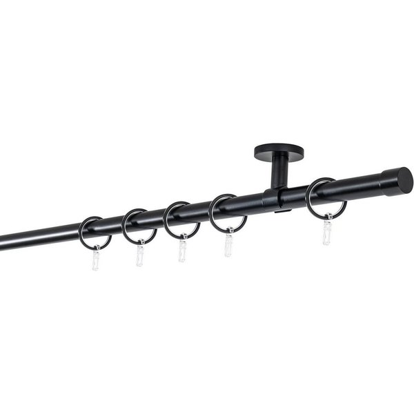 ondeco Gardinenstange Rundrohr Deckenabstand 4cm Kappe, Ø 20 mm, 1-läufig-läufig, Wunschmaßlänge, Bohren, verschraubt