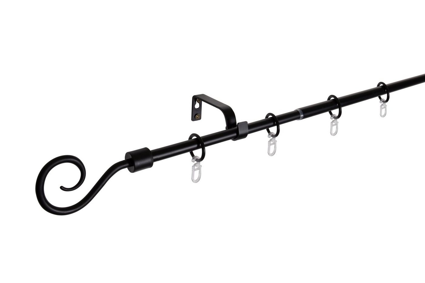 ondeco Gardinenstange Teleskopgarnitur Hook, Ø 16 mm, 1-läufig, ausziehbar, Bohren, verschraubt, Metall – Bild 3 von 5
