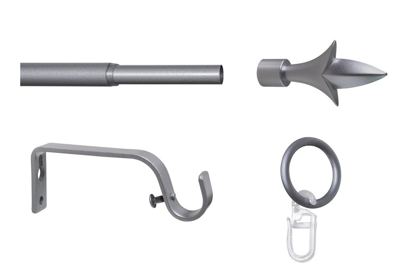 ondeco Gardinenstange Teleskopgarnitur Lance, Ø 16 mm, 1-läufig, ausziehbar, Bohren, verschraubt, Metall – Bild 5 von 5