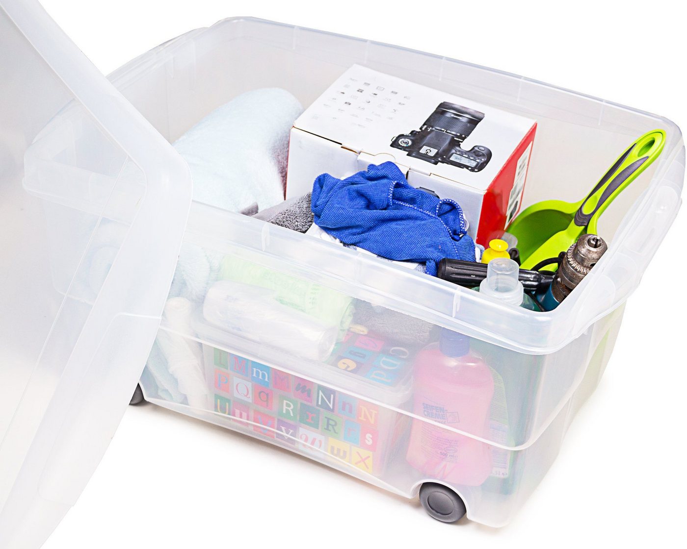 ONDIS24 Aufbewahrungsbox Kunststoffbox, Rollbox, Spielzeugkiste, Aufbewahrungsbox, mit Deckel und Rollen, stapelbar – Bild 3 von 5