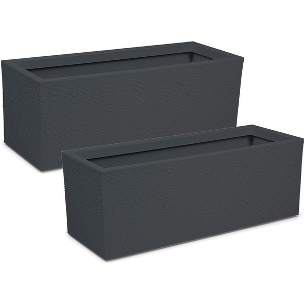 ONDIS24 Blumenkasten Graphit (2 St), 79.5 x 29.5 x 29.5 (H) cm, Pflanzvolumen ca. 57 Liter