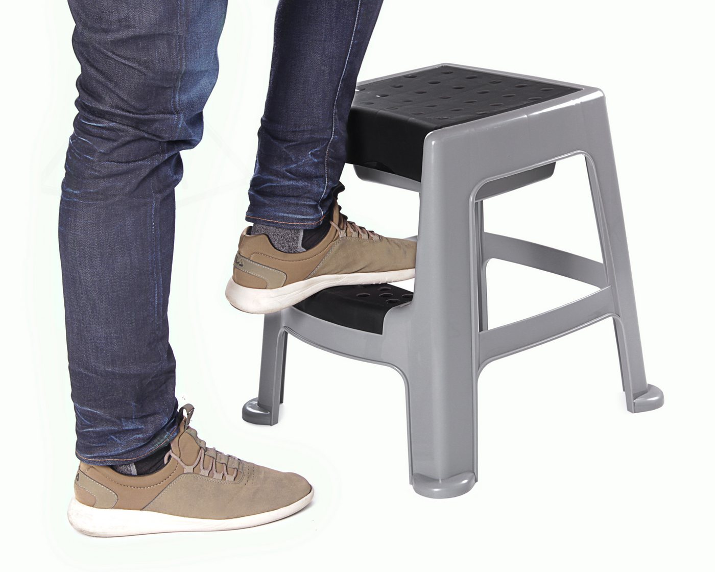 ONDIS24 Hocker Sitzhocker mit Trittleiter und Staufach bis 150 kg Aufstiegshilfe, 150 kg – Bild 3 von 5