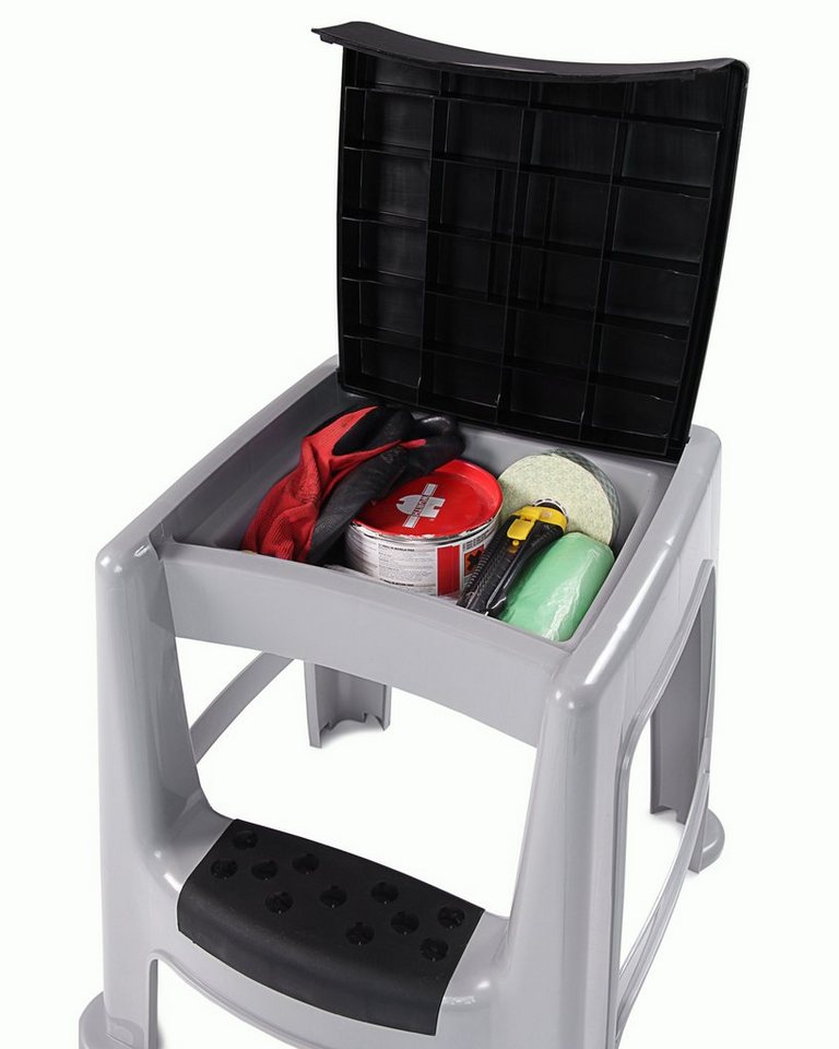 ONDIS24 Hocker Sitzhocker mit Trittleiter und Staufach bis 150 kg Aufstiegshilfe, 150 kg – Bild 5 von 5
