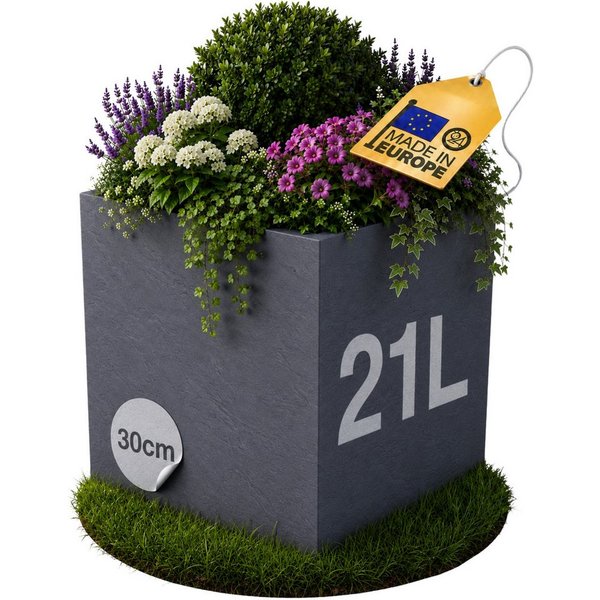 ONDIS24 Pflanzkübel Vulkan, 21L, Blumenkasten quadratisch, mit Wasserspeicher, robuster Kunststoff, UV - und witterungsbeständig