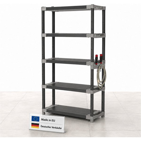 ONDIS24 Schwerlastregal Lagerregal Steckregal Kunststoffregal Qualipro 175 cm hoch, je 5 Böden bis gesamt 600/750 kg belastbar, mit Halterungen