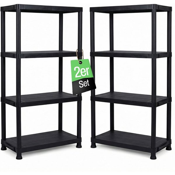 ONDIS24 Steckregal 2x Kunststoffregal, 60 x 30 x 131 (H) cm, 4 Böden, Schwerlastregal, bis zu 80 kg, Regal, Lagerregal - Doppelpack