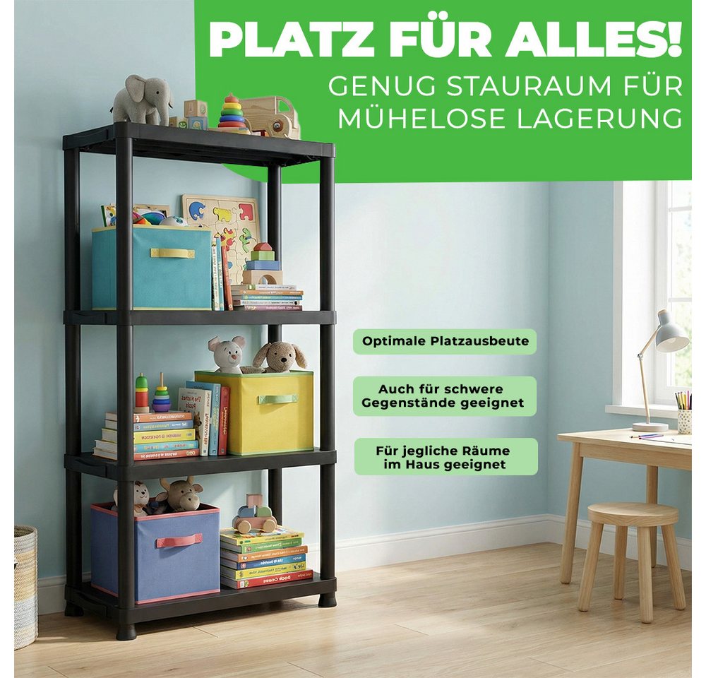 ONDIS24 Steckregal 3x Kunststoffregal, 60 x 30 x 131 (H) cm, 4 Böden, Schwerlastregal, bis zu 80 kg, Regal, Lagerregal - 3er Pack – Bild 2 von 5