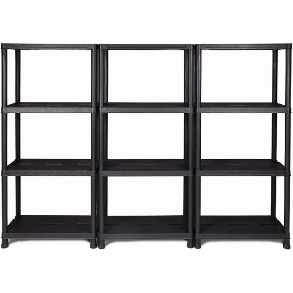 ONDIS24 Steckregal Regal, Lagerregal, 60 x 30 x 131 (H) cm, 12 Zoll, 3-tlg., Kunststoff, anthrazit, bis maximal 125 kg belastbar