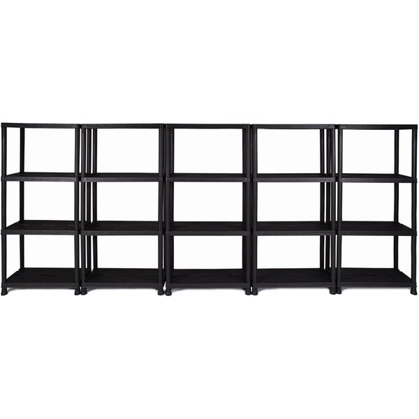 ONDIS24 Steckregal Regal, Lagerregal, 60 x 30 x 131 (H) cm, 12 Zoll, 5-tlg., Kunststoff, anthrazit, bis maximal 125 kg belastbar