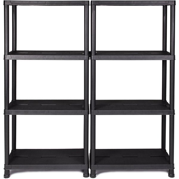 ONDIS24 Steckregal Regal, Lagerregal, 60 x 30 x 131 (H) cm, 12 Zoll, 2-tlg., Kunststoff, anthrazit, bis maximal 125 kg belastbar