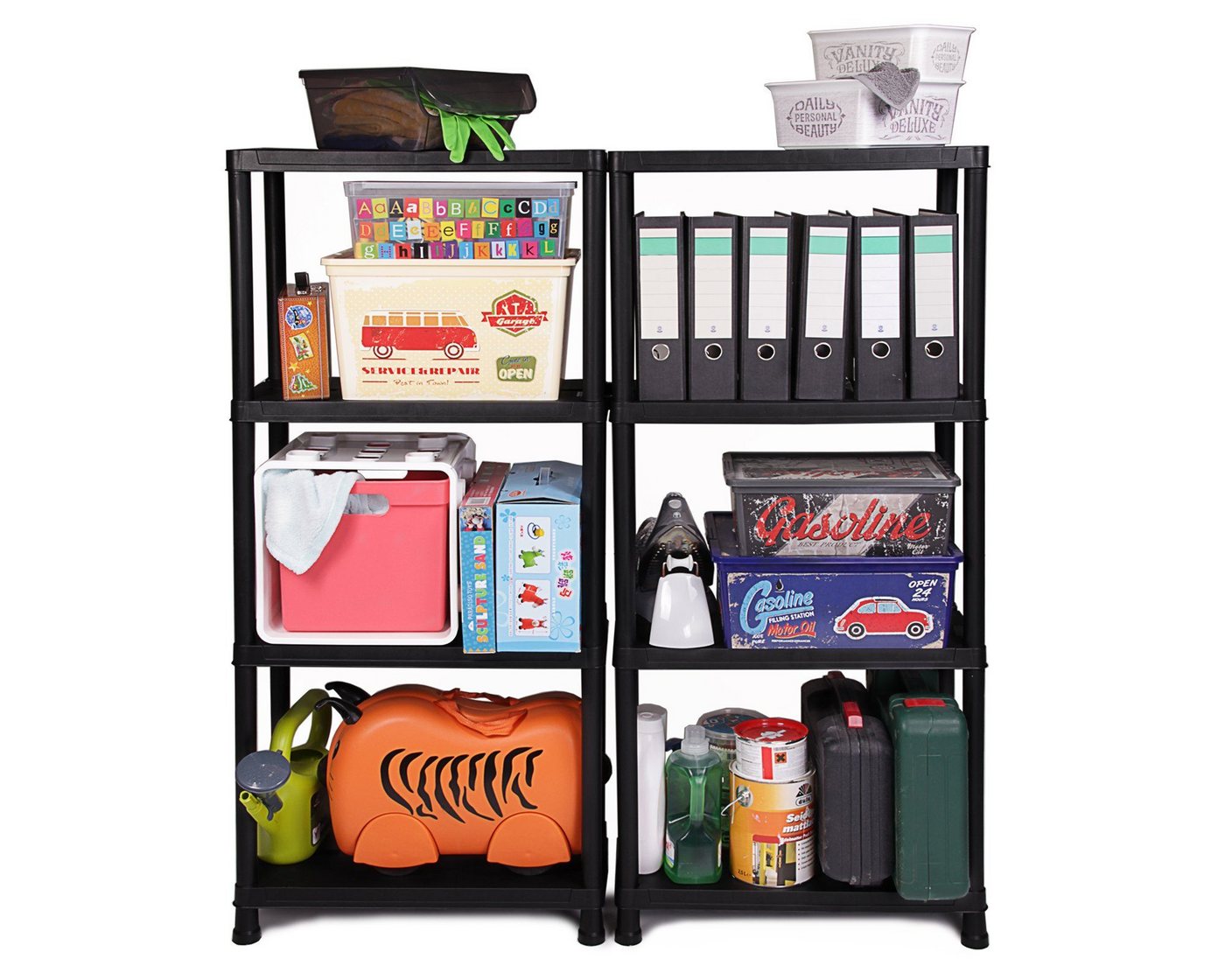 ONDIS24 Steckregal Regal, Lagerregal, 60 x 30 x 131 (H) cm, 12 Zoll, 2-tlg., Kunststoff, anthrazit, bis maximal 125 kg belastbar – Bild 2 von 5
