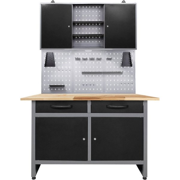 ONDIS24 Werkstatt-Set Werner, 120 cm, mit Lochwandsystem inkl. Haken, mit LED