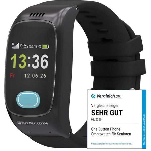 one button phone Notfallarmband GPS&SOS Notruf mit Sturzerkennung Smartwatch, SOS-Taste, automatische Sturzerkennung und GPS-Ortung