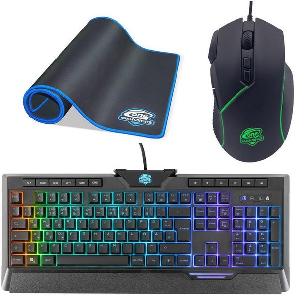 ONE GAMING Advanced Bundle Tastatur-, Maus- und Mauspad-Set