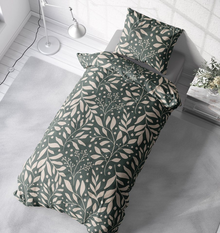 One Home Bettwäsche Blätter, Jersey, 2 teilig, geblümt Blumen, kuschelig weiche Baumwolle Normalgröße – Bild 4 von 5