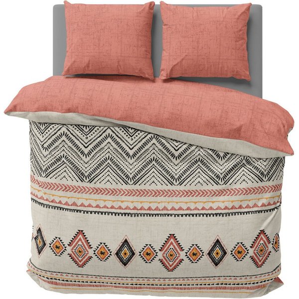 One Home Bettwäsche Boho, Renforcé, 3 teilig, Ethno-Look, Boho-Stil, Zick-Zack, Rautenmuster, Wende