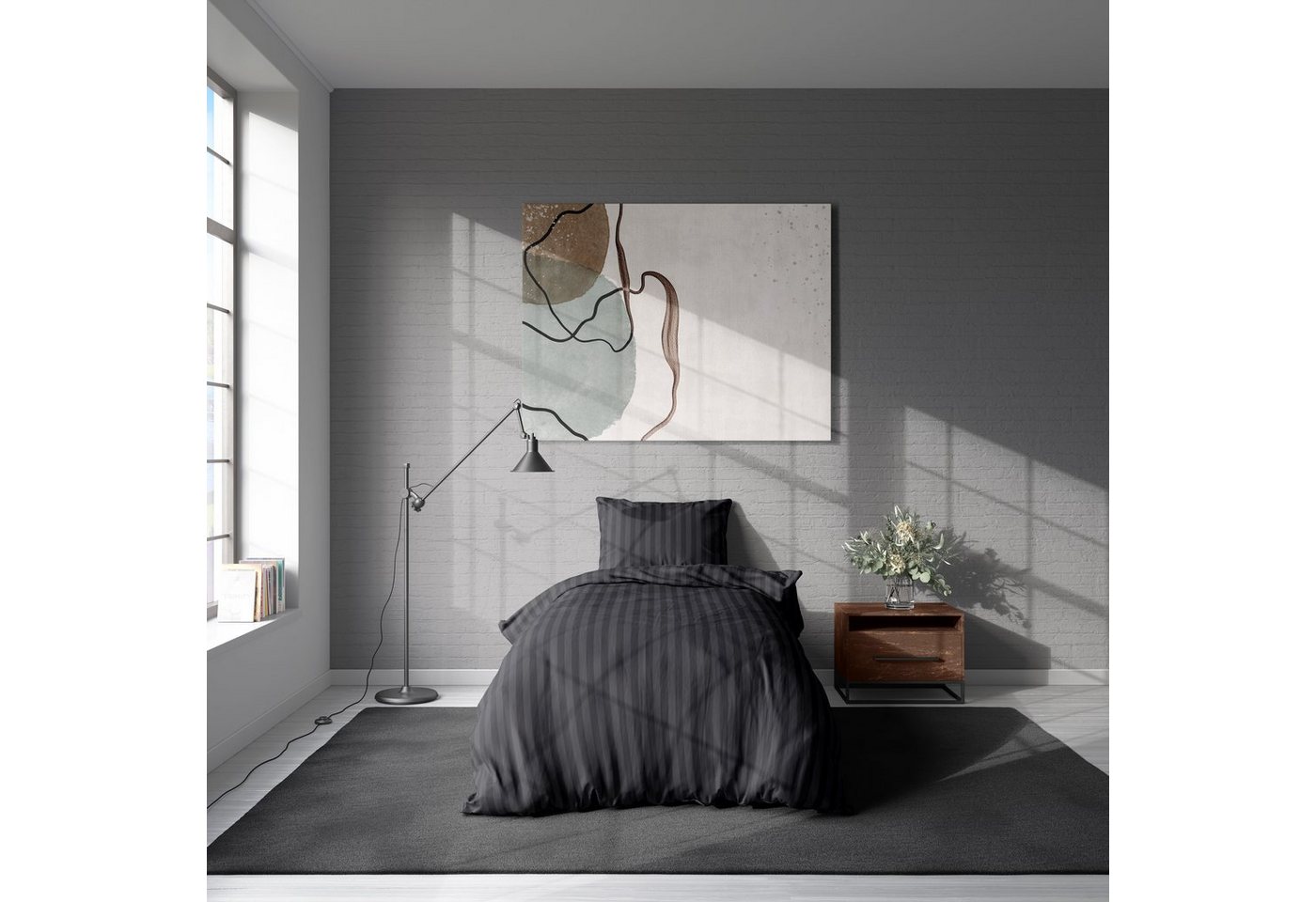 One Home Bettwäsche Damast, Mikrofaser, gestreift und elegant, 2 teilig Übergröße – Bild 2 von 5