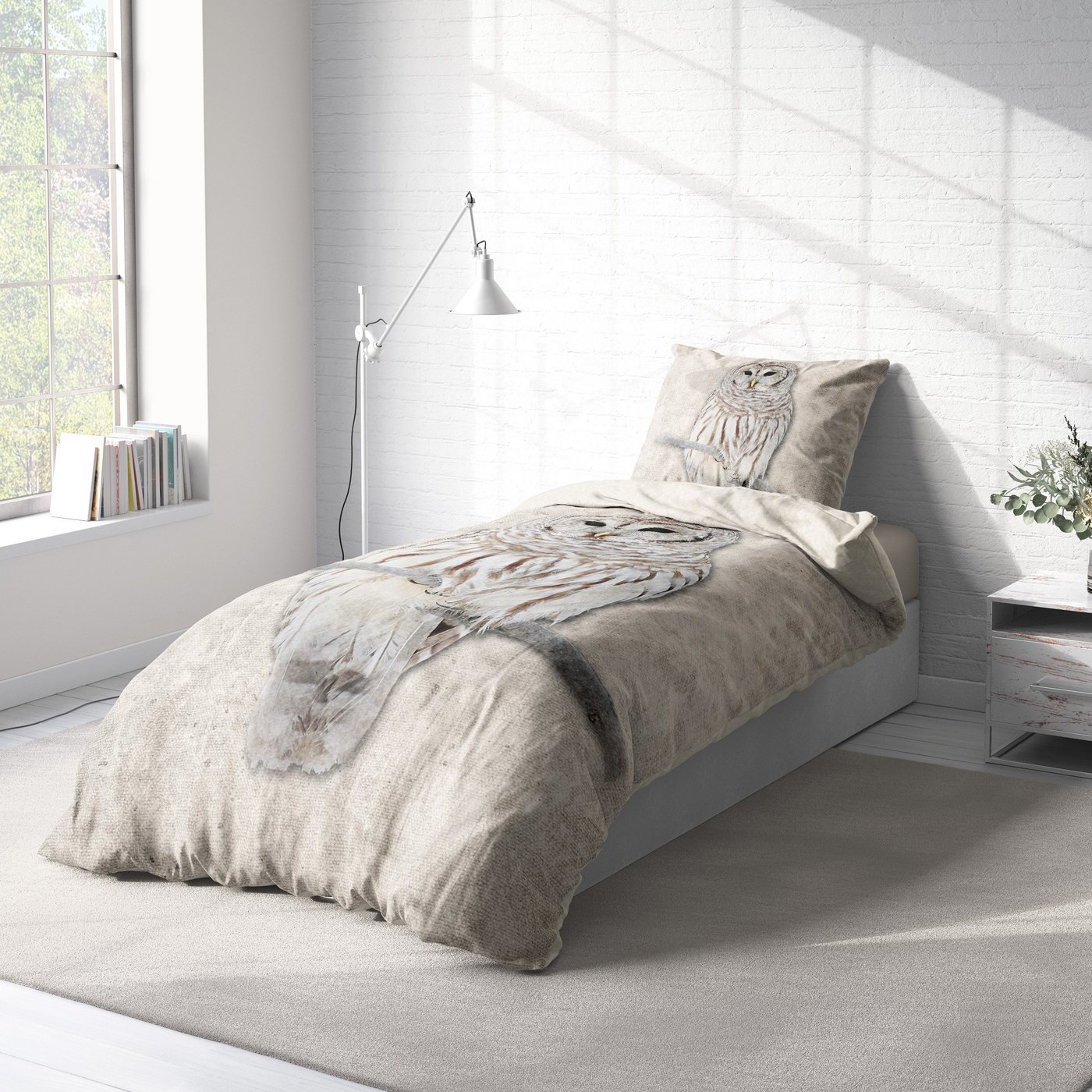 One Home Bettwäsche Dolia, Fleece, 2 teilig, Eule Natur, kuschelig flauschig warm weich Winter – Bild 3 von 5