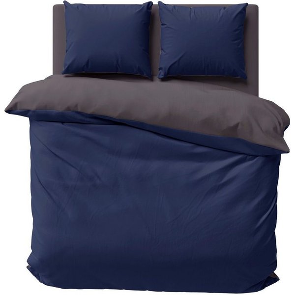 One Home Bettwäsche Doubleface, Mikrofaser, 3 teilig, Uni Wende mit Reißverschluss, Doppelbett