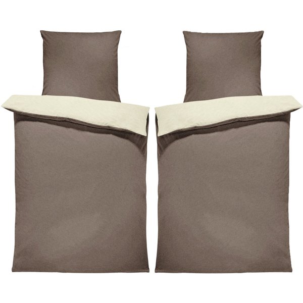 One Home Bettwäsche Doubleface Unifarben, Fleece, 4 teilig, Wende modern, kuschelig flauschig warm weich Winter Normalgröße