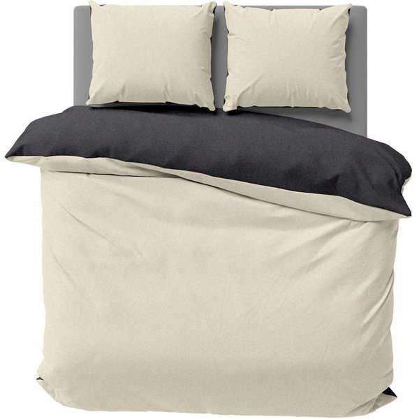 One Home Bettwäsche Doubleface Unifarben, Fleece, 3 teilig, Wende modern, kuschelig flauschig warm weich Winter Doppelbett