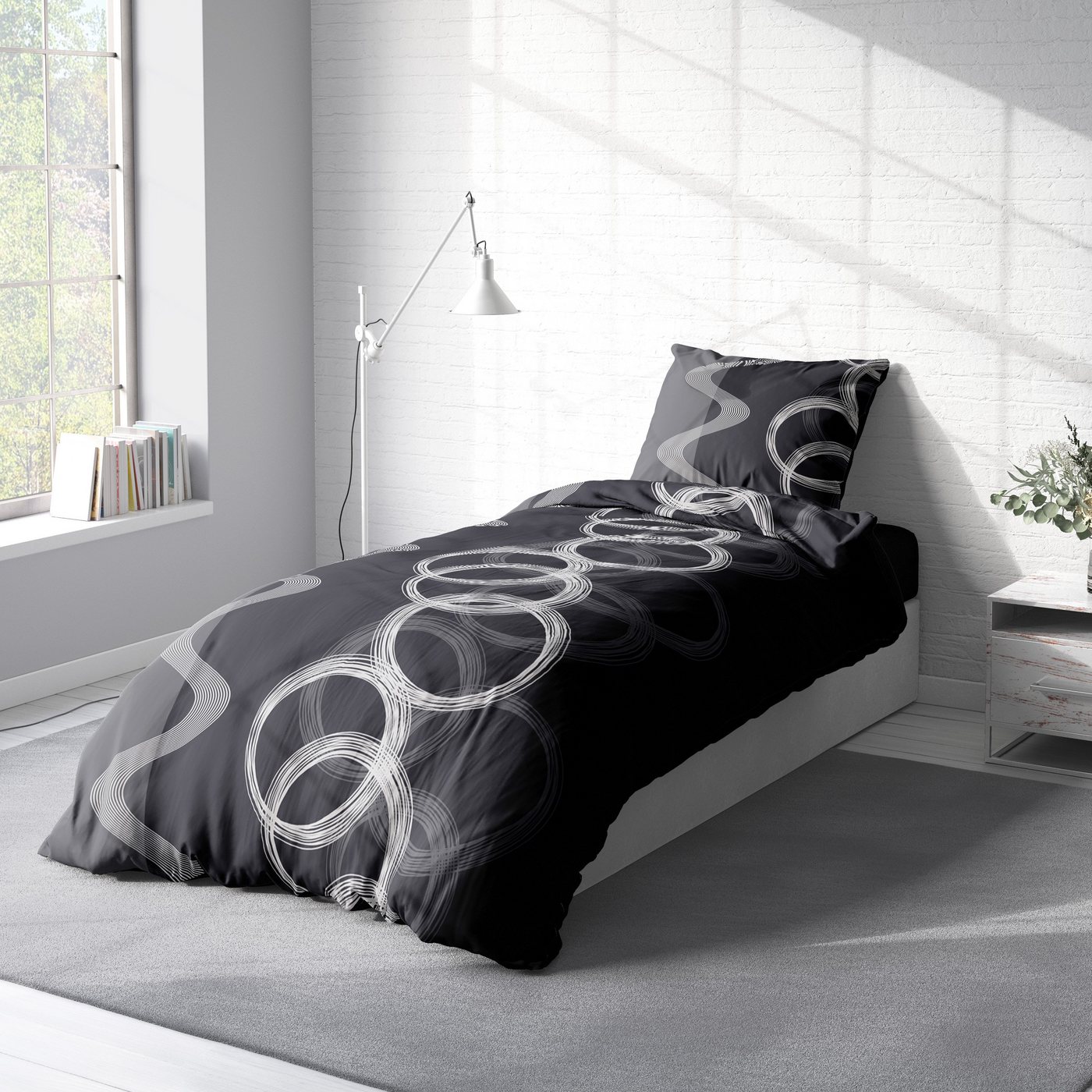 One Home Bettwäsche Kreise, Renforcé, 2 teilig, Baumwolle, modern und Kreise, Übergröße – Bild 3 von 5