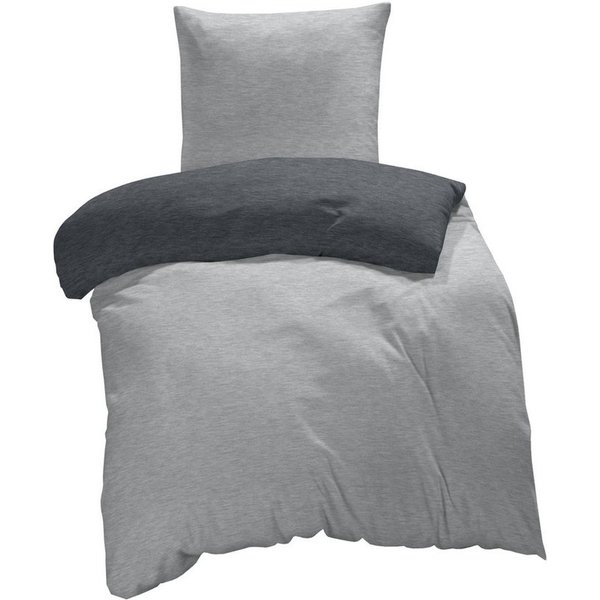 One Home Bettwäsche Melange, Flanell, 4 teilig, modern meliert, Baumwolle kuschelig warme weiche Biber Winter