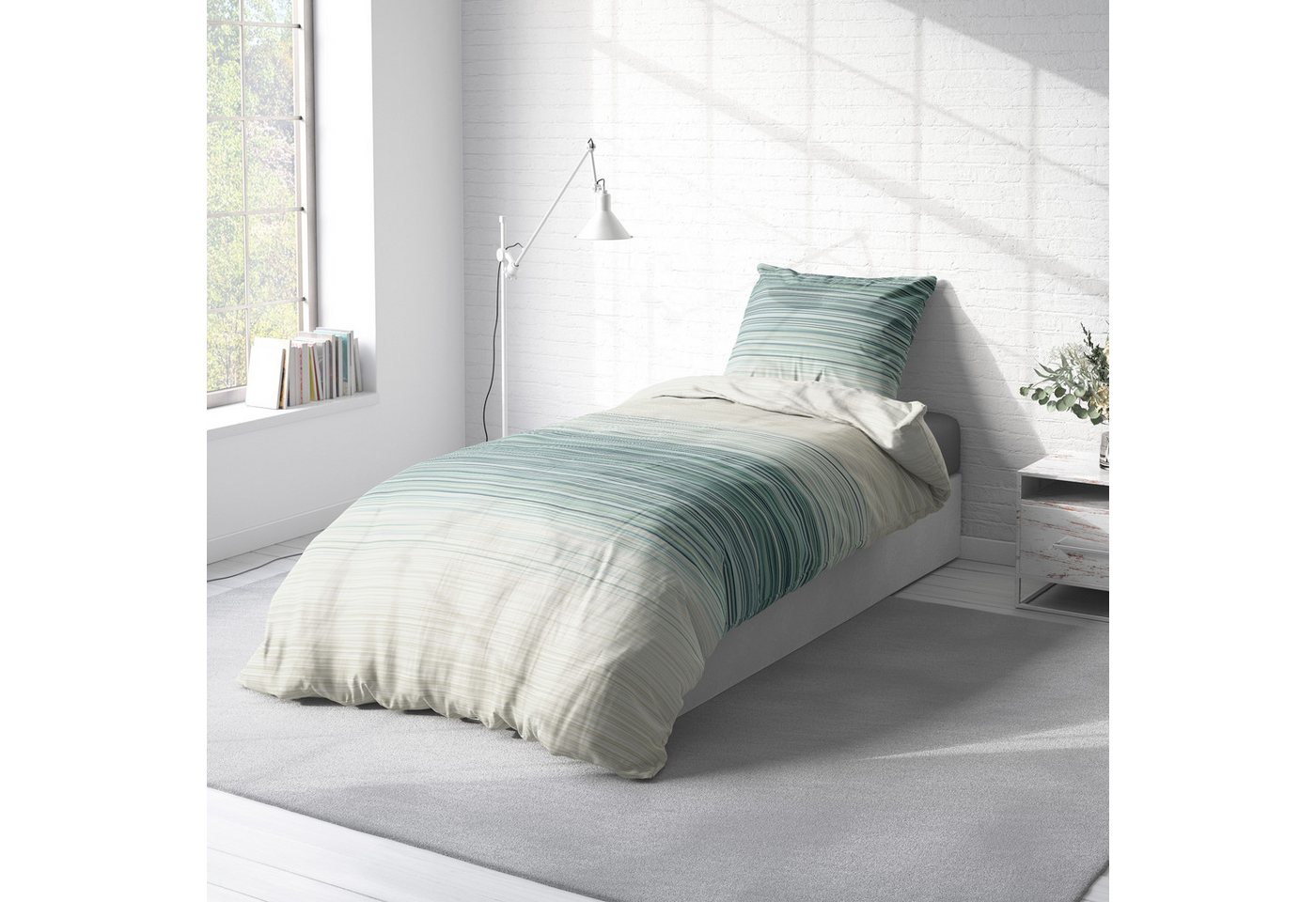 One Home Bettwäsche Modern, Renforcé, 2 teilig, Streifen und gestreift, Baumwolle Normalgröße – Bild 3 von 5