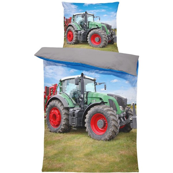 One Home Bettwäsche Traktor, Mikrofaser, 2 teilig, Trecker Landmaschinen, auch geeignet als Kinderbettwäsche
